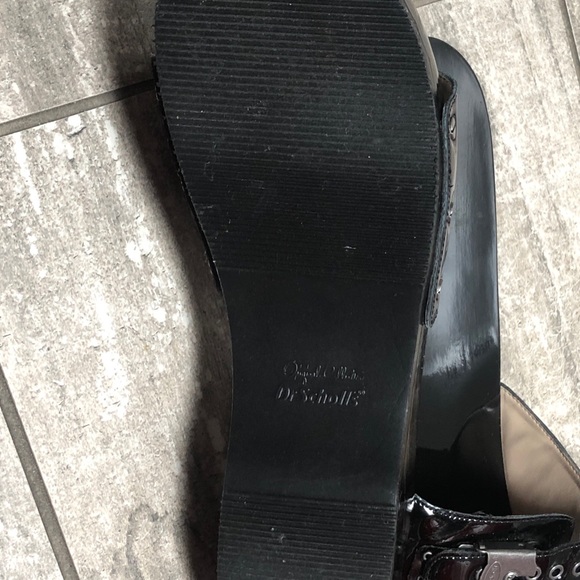 COPY - NWOB DR SCHOLL’S WOODEN SLIDES/SIZE9US/BLACK PATENT - Picture 11 of 12